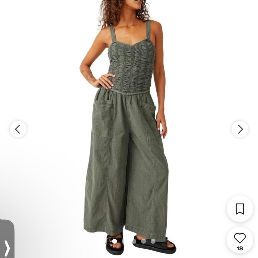 Free People Women's Olive Green Jumpsuit - Picture 2 of 13